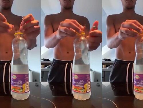 Throwing Burning Fireworks Into Plastic Bottles