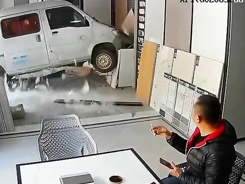 Smoking Man's Car Crashes Into His Property