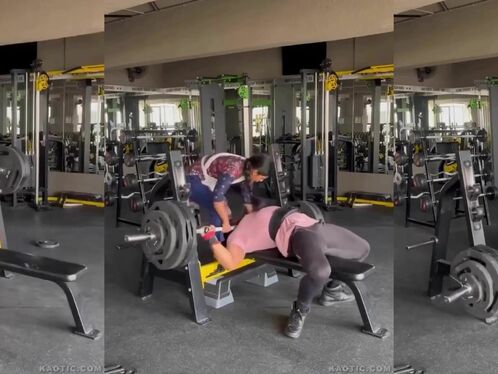 Small Woman Discovers Huge Bench