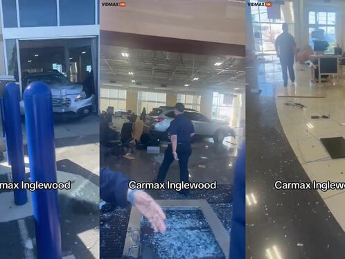 An Angry Customer Drives Through A CarMax Dealership