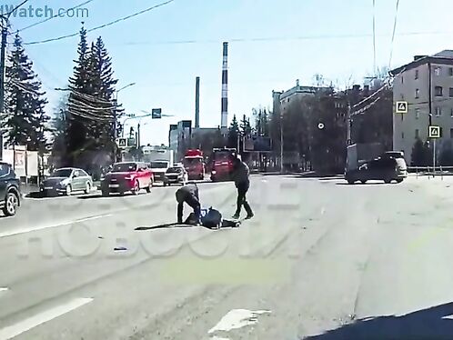 Asshole Motorcyclist Hits Woman And Sneaks Away