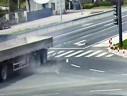 The Truck Braked Suddenly And Collided With A Car On The Highway.