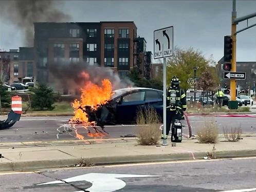Car Runs Red Light â€” Car Catches Fire (Minnesota)