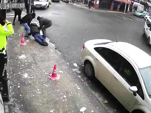 Pedestrians Were Hit By Falling Ice Blocks