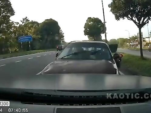 Two Motorcyclists Narrowly Escaped A Truck Accident.
