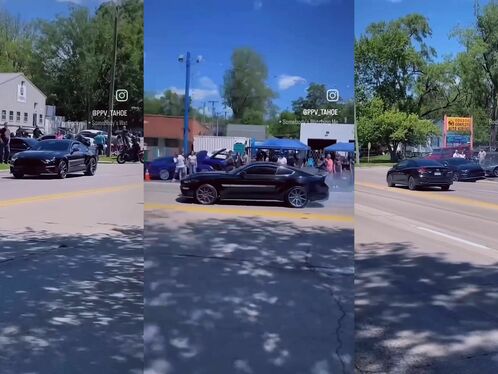 Mustang Loses Control And Collides With C6 Corvette
