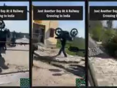 Cow gets stuck on railway track in India