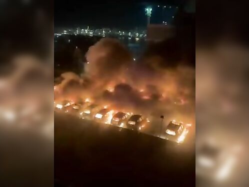 A Russian Car Dealership Was Destroyed By Arson.