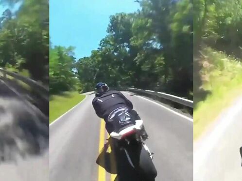 Motorcyclist Thrown Off Roadblock