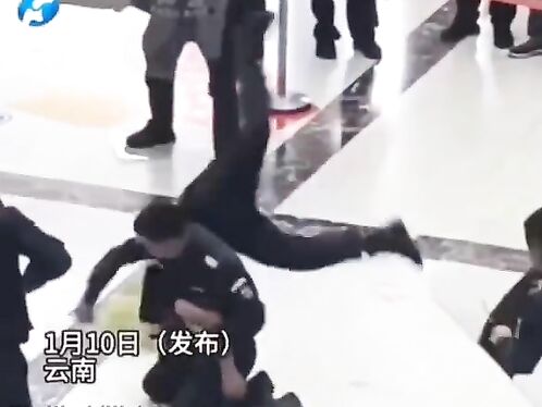 In China, A Real Ninja Works As A Security Guard At An Airport.