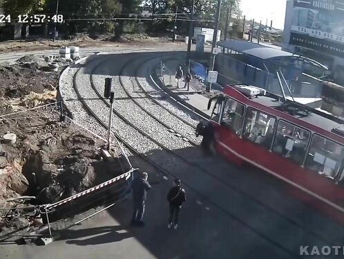 A Careless Polish Couple Were Knocked Unconscious By A Tram.