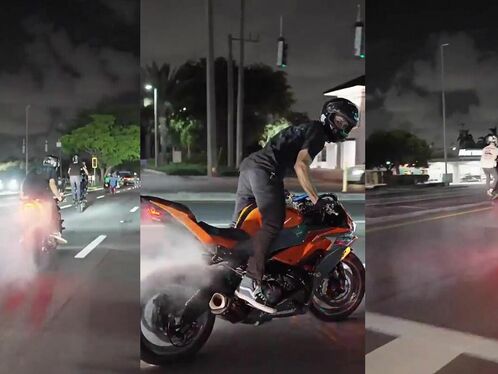 At Night, My Buddies And I Performed Motorcycle Stunts In Traffic.