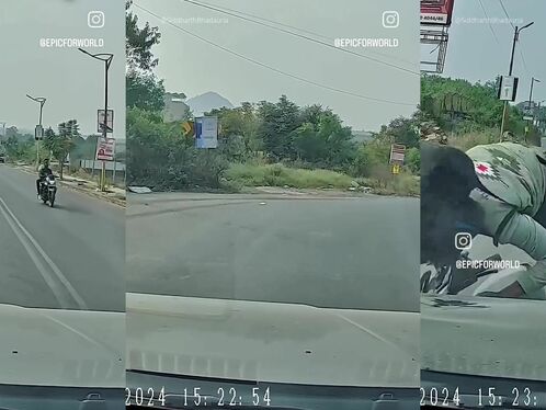 A Motorcyclist Who Was Not Paying Attention Collided With An Oncoming Vehicle.