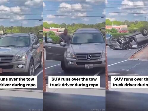 In Georgia, A Mercedes SUV Overturned While Trying To Get Rid Of A Trailer.