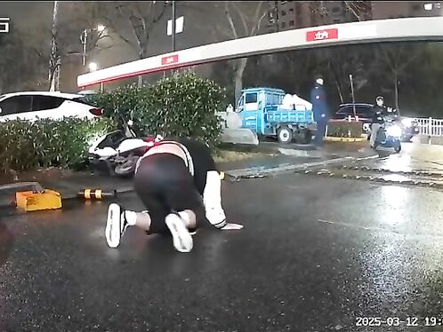 The Guy On The Scooter Acted Like A Boss, Letting Others Run Him Over.