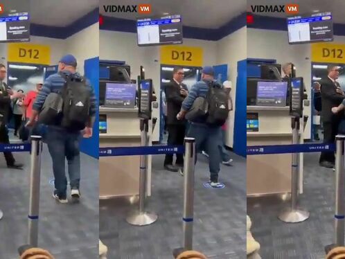 The Video Shows A Dazed Man Knocking A United Airlines Employee To The Ground At The Boarding Gate.