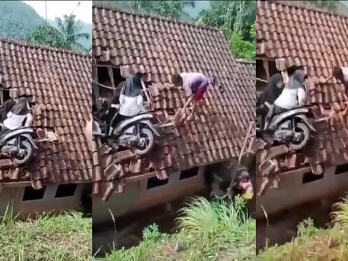 The Two Riders Nearly Flipped Over The House.