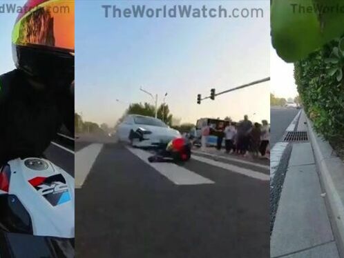 A Careless Tesla Driver Ruined A Motorcyclist's Day.
