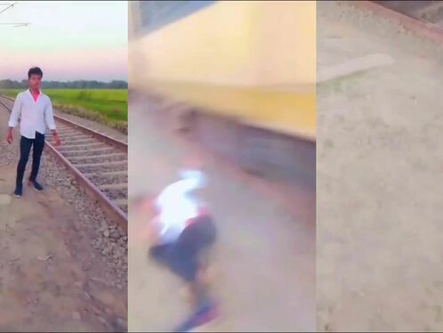 Strike A Pose Next To A Moving Train.