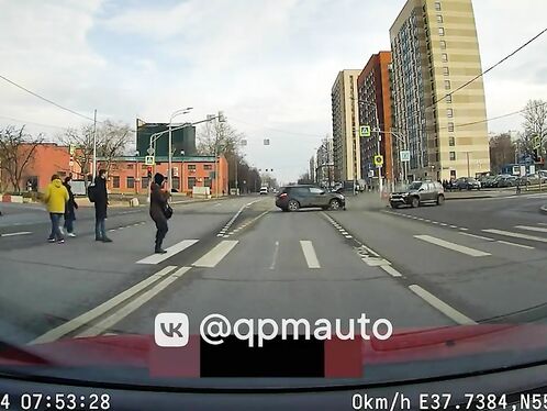 The Driver Ran A Red Light, Causing A Traffic Accident.