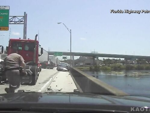 Car chase ends with driver in lake