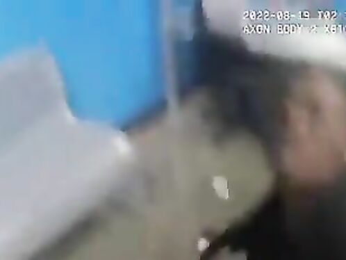 Woman gets a strip search in the police station