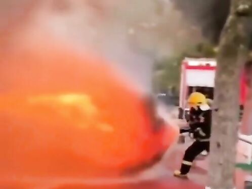 Firefighters battle intense blaze on a street