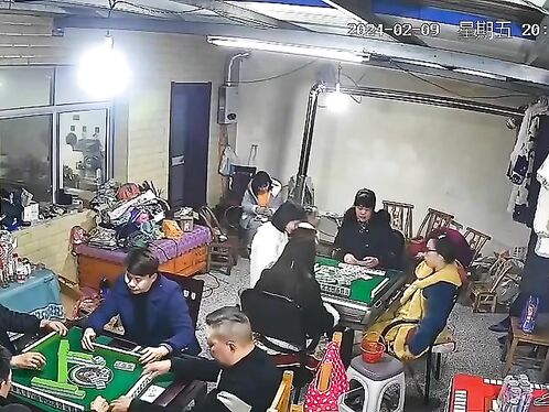 Dominoes interrupted by rude building