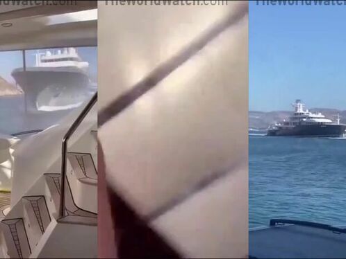 Mega yacht crushes smaller boat