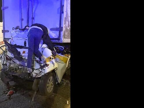 Car veers wildly on highway, avoids multiple collisions