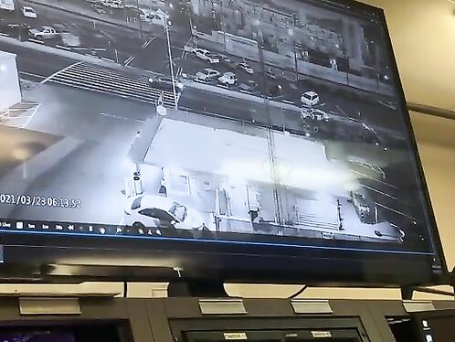 Bus driver slams on brakes to avoid hitting a person