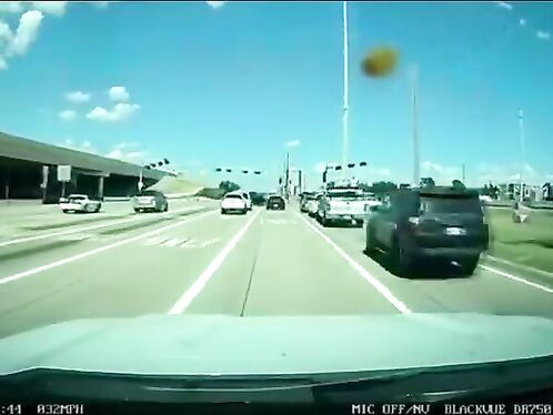 Truck drives off overpass