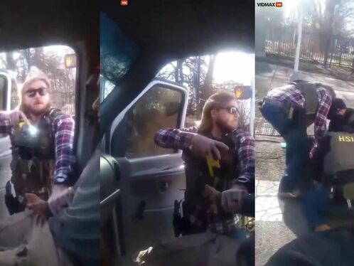 Agents drag two illegals from van
