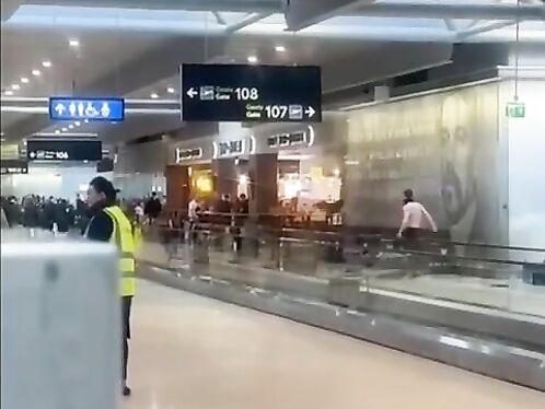 Man destroys terminal after missing flight