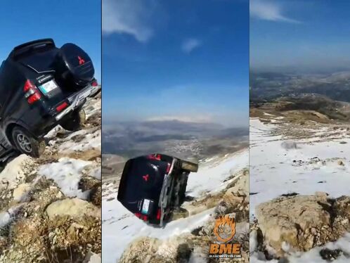 SUV rolls down snowy mountain in scary off-road fail