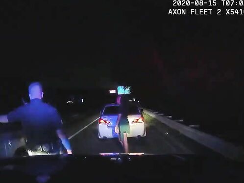 Driver crashes into cop car