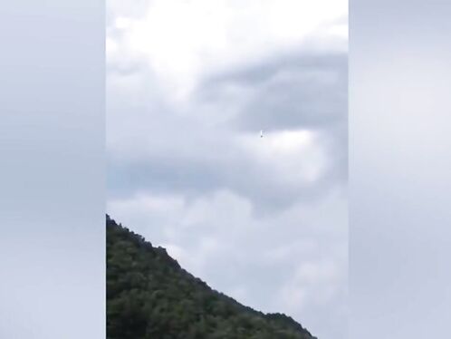 Rocket booster crashes in chemical cloud