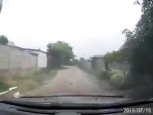 Driver tries to navigate through intense dust storm