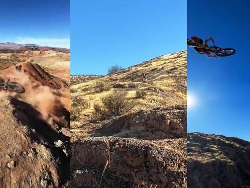 Mountain biker catches massive air in the desert