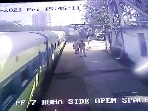 Cop saves man from train