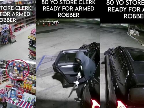 Elderly clerk faces off against masked robber