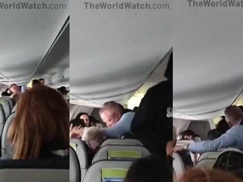 Two passengers in a heated argument on a plane