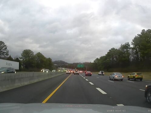 Cars swerve to avoid head-on collision on highway