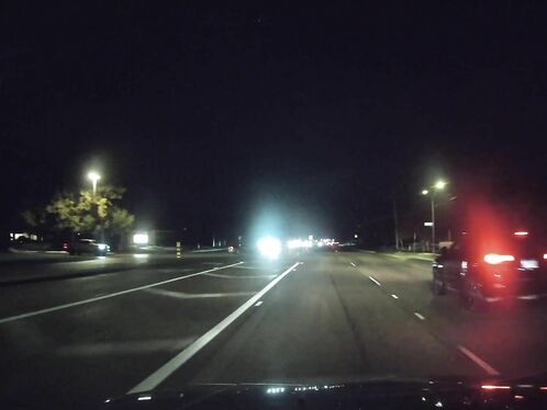 Driver cuts off traffic, struggles to accelerate