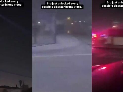 Multiple cars crash in nighttime collision