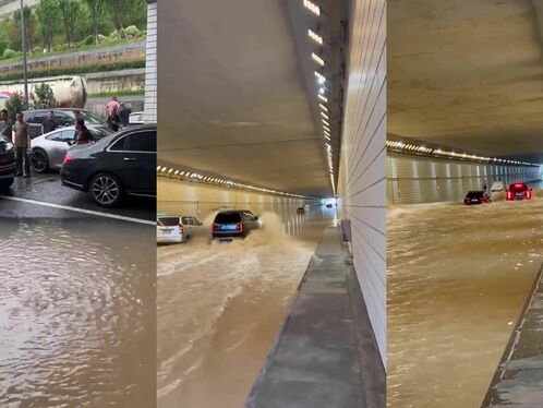 Car swept away by raging flood in parking garage