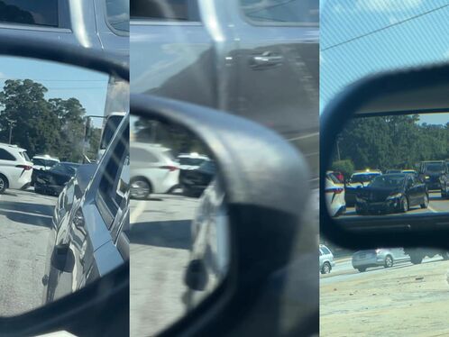 Speeding car crashes into police car on the highway