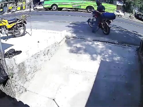 Woman gives boyfriend a goodbye kiss