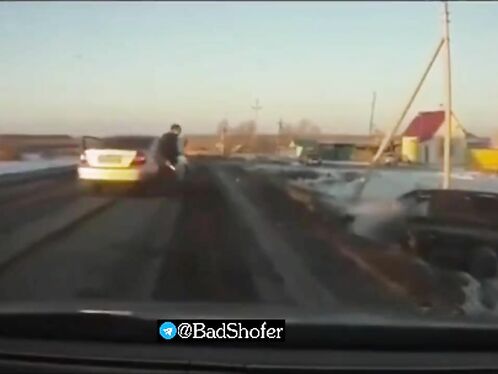 Man loses control of his car in a winter wonderland