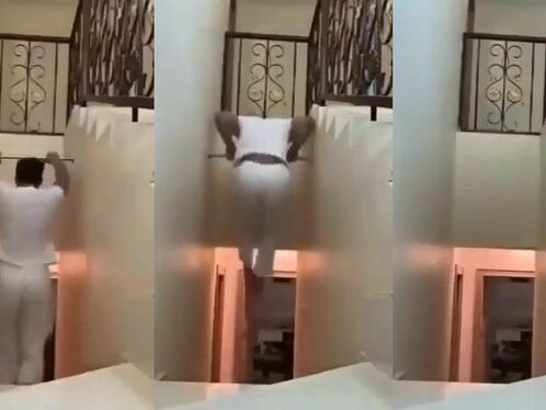 Man falls through ceiling during pull-up routine